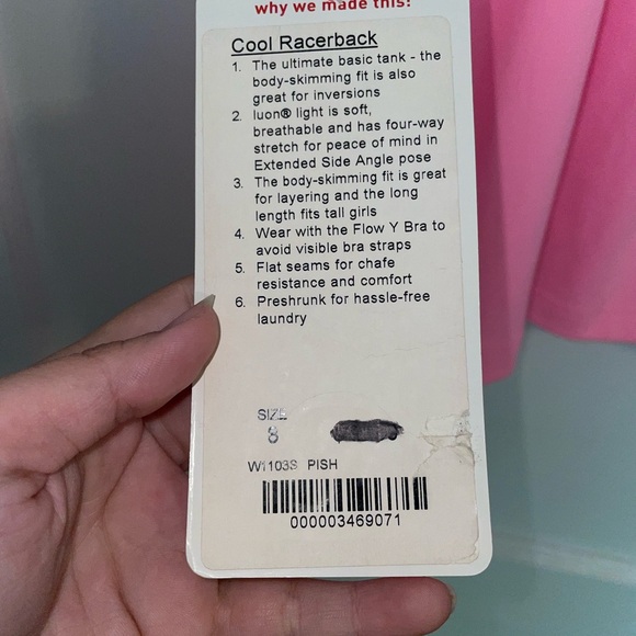 NWT Gold Tag Lululemon Athletica Pink Tank Top - Picture 5 of 5